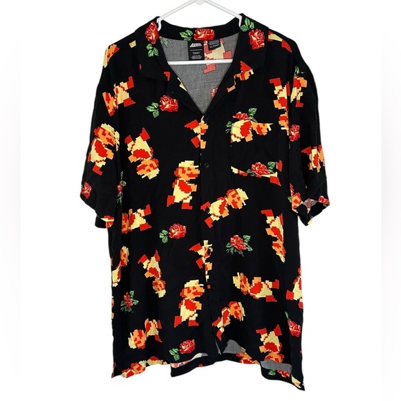 Super Mario Bros Camp Shirt Pixels 8-bit Rose Mens Size XL Hawaiian Retro Y2K - Picture 3 of 8